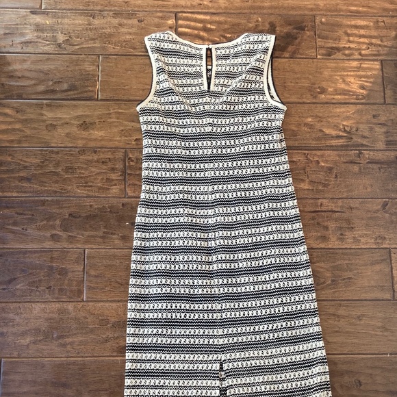 J. Crew Collection Crochet Midi Dress in Stripe Womens S Ivory Black Resortwear - Picture 4 of 16